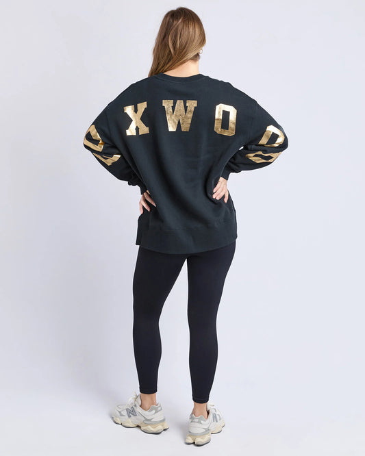 Foxwood Metallic Interval Crew - Black with Gold