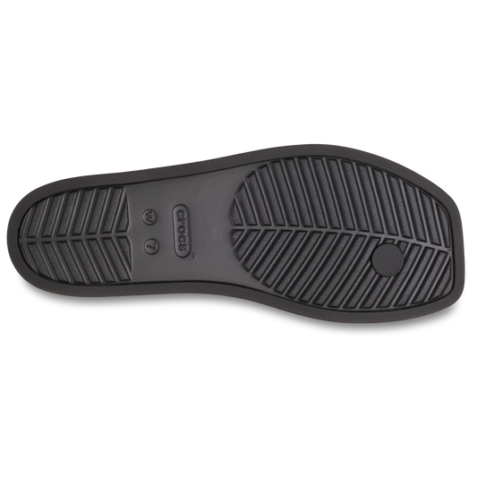 Black shoe sole with brand logo on a white background