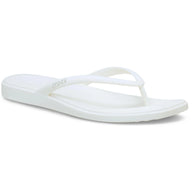 White sandal with 'Crocs' branding on a white background