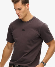 shale dark grey tee with superdry logo center chest 