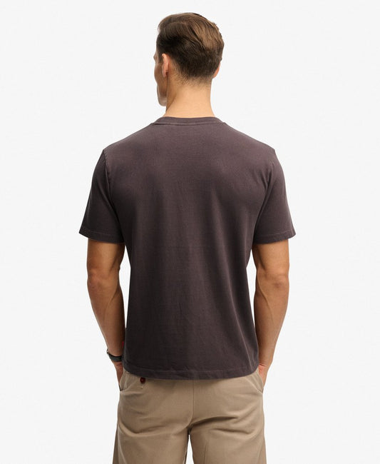 shale dark grey tee with superdry logo center chest 