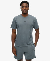 stormy weather blue tee with superdry logo center chest 