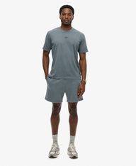stormy weather blue tee with superdry logo center chest 