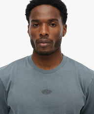 stormy weather blue tee with superdry logo center chest 