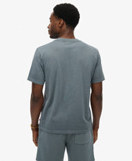 stormy weather blue tee with superdry logo center chest 