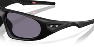 Black sunglasses with a reflective lens on a clear background