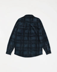 Black and blue plaid shirt on a white background