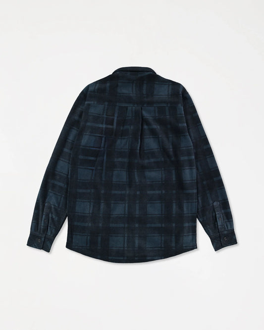 Black and blue plaid shirt on a white background