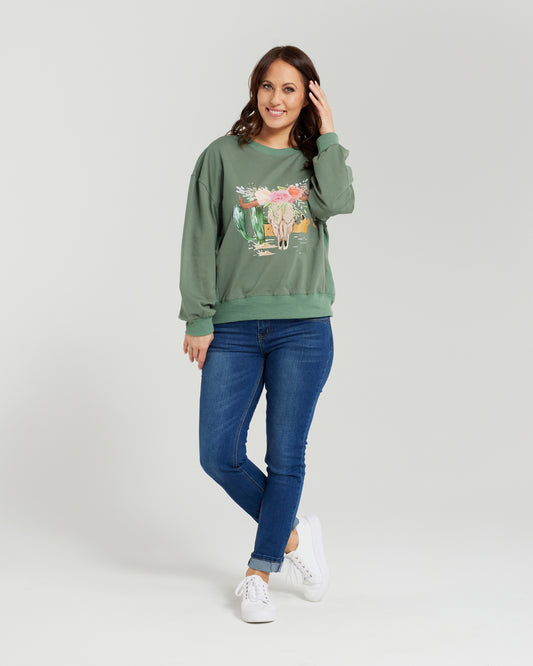 Zafina Nyla Jumper- Green