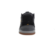 Gray and black sneaker with a visible brand logo on a white background