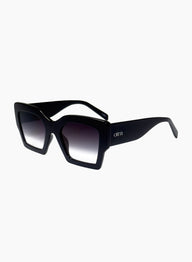 Black sunglasses with gradient lenses on a white background