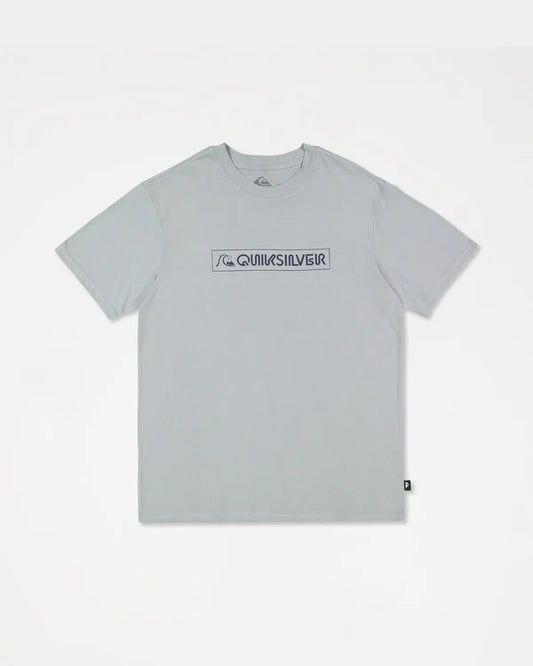 Gray t-shirt with Quiksilver logo on a white background
