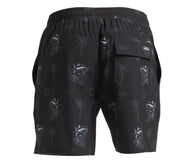 Black shorts with tropical pattern on a white background