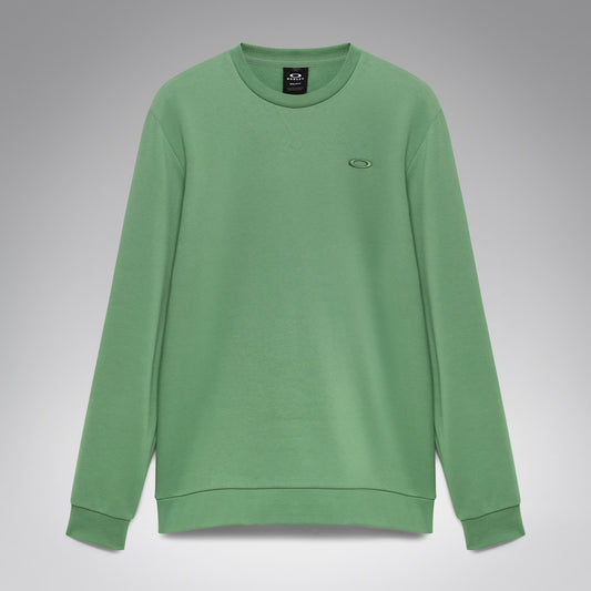Green sweatshirt with a brand logo on a gray background