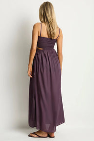 Blackberry dress, bandeau design features a shirred bust