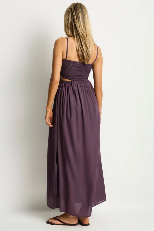 Blackberry dress, bandeau design features a shirred bust