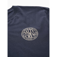 Navy blue t-shirt with Salty Crew logo on a white background