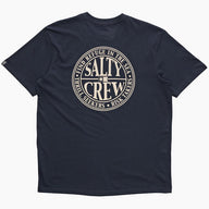 Navy blue t-shirt with Salty Crew logo on a white background