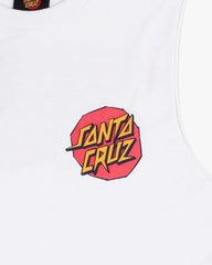 White t-shirt with red and yellow 'Santa Cruz' logo on a white background
