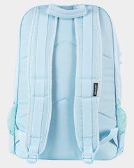 Light blue backpack with a visible brand label on a light gray background