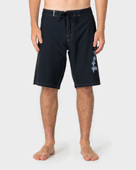 black boardshort with rusty up the side