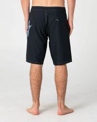 black boardshort with rusty up the side