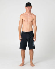 black boardshort with rusty up the side