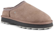 Brown slipper with a white sole on a white background