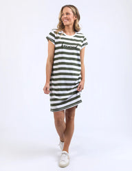 khaki and white stripe tshirt dress 