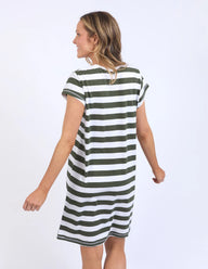 khaki and white stripe tshirt dress 