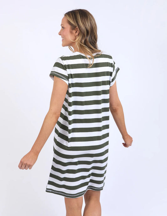 khaki and white stripe tshirt dress 