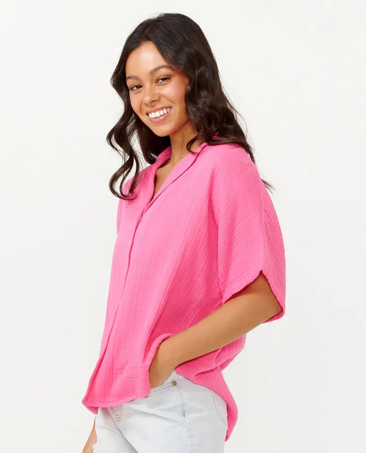 Rip Curl Premium Surf Short Sleeve Shirt - Hot Pink