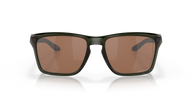 Sunglasses with reflective lenses on a clear background