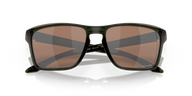 Sunglasses with brown lenses and black frame on a clear background