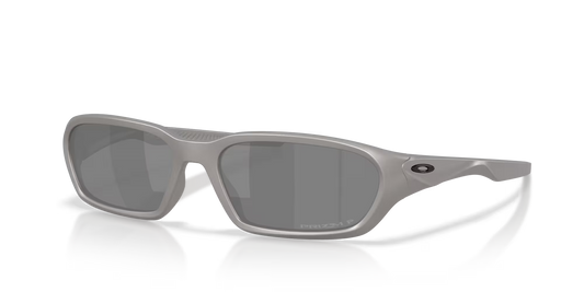 Gray sunglasses with a reflective surface on a white background
