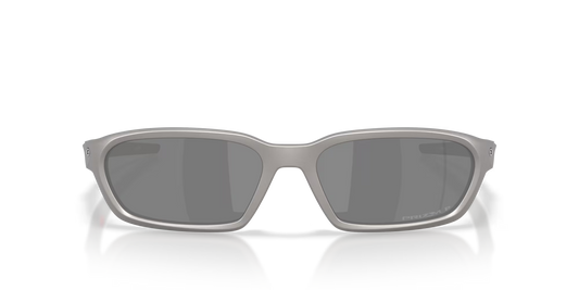 Gray sunglasses with reflective surface on a black background