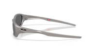 Gray sunglasses with a reflective surface on a white background