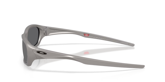 Gray sunglasses with a reflective surface on a white background