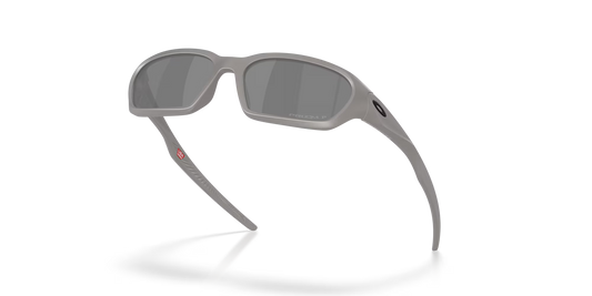 Gray sunglasses with a reflective surface on a white background