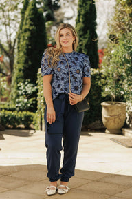 blue fashion top with flowers