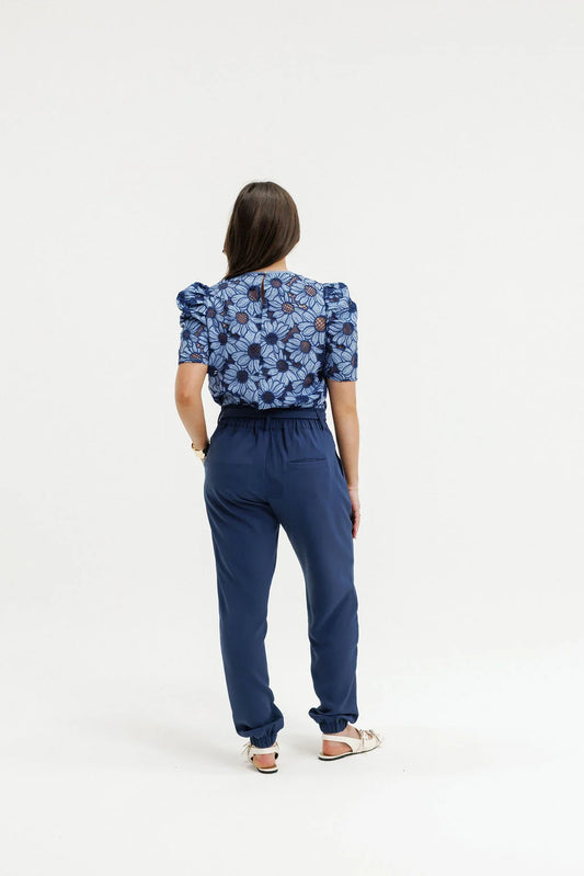 blue fashion top with flowers