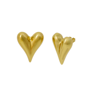 Gold heart-shaped earrings on a white background