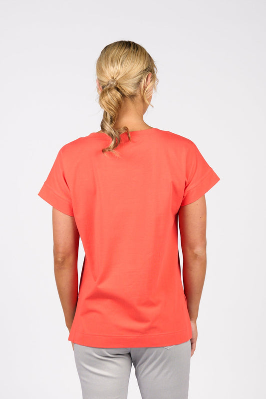 Vassalli Drop Sleeve Top with Stepped Hem