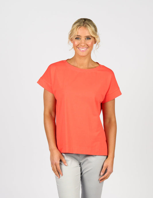 Vassalli Drop Sleeve Top with Stepped Hem