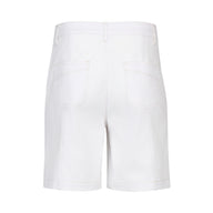 Vassalli White Denim shorts with contrast stitching on a white background