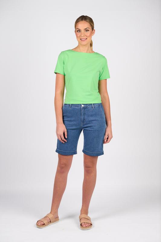 Vassall Contrast Stitch Denim Short - Light Denim