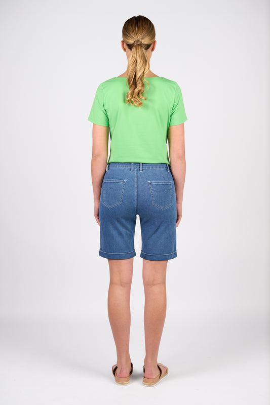 Vassall Contrast Stitch Denim Short - Light Denim