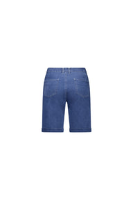 Vassalli Straight Leg Contrast Stitch Denim Short in light blue Back