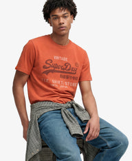 orange tshirt with superdry logo 