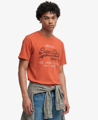 orange tshirt with superdry logo 